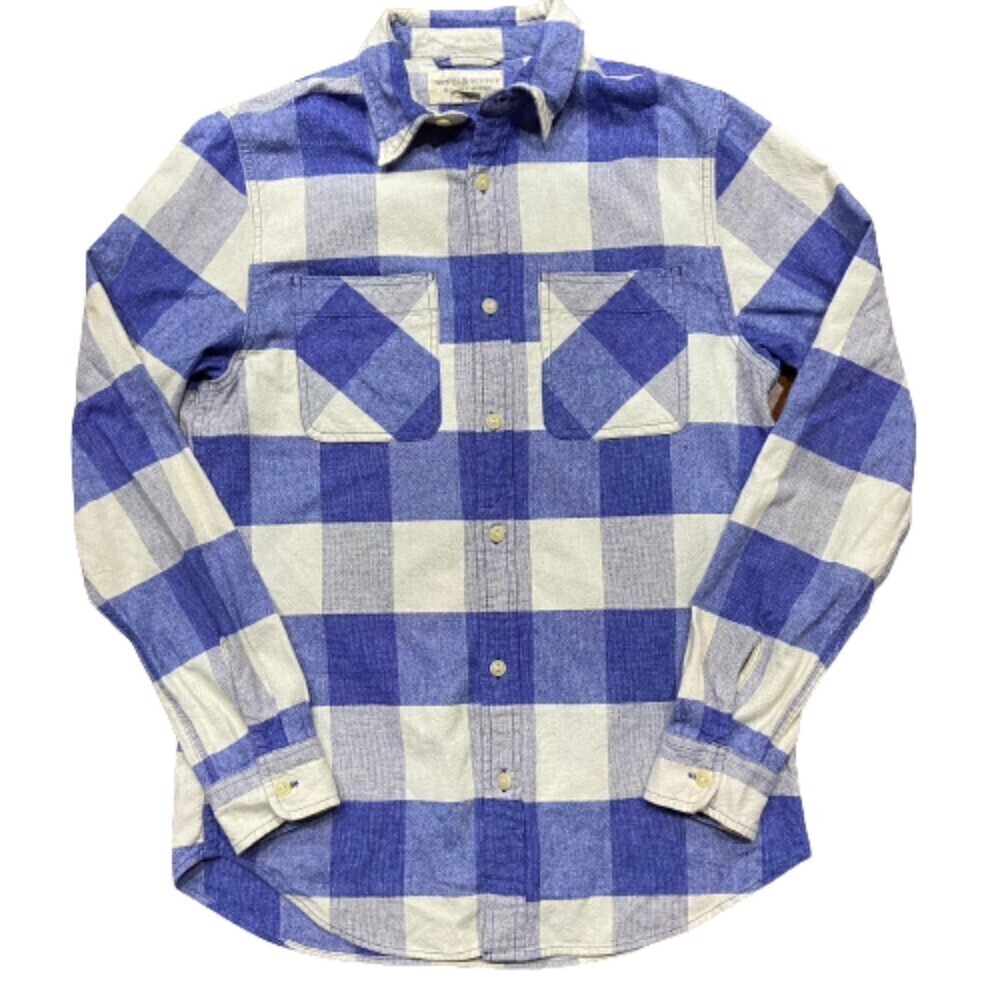 Denim & Supply Ralph Lauren Vtg Checkered Button Down Blue Cream Shirt Women's S - Picture 1 of 10